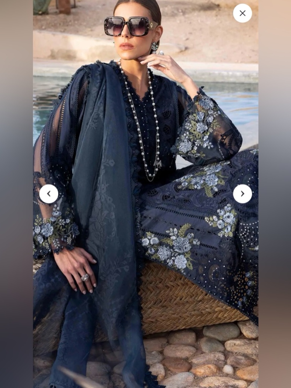 Embroidered luxury Maria B lawn dress suit - Picture 3 of 14